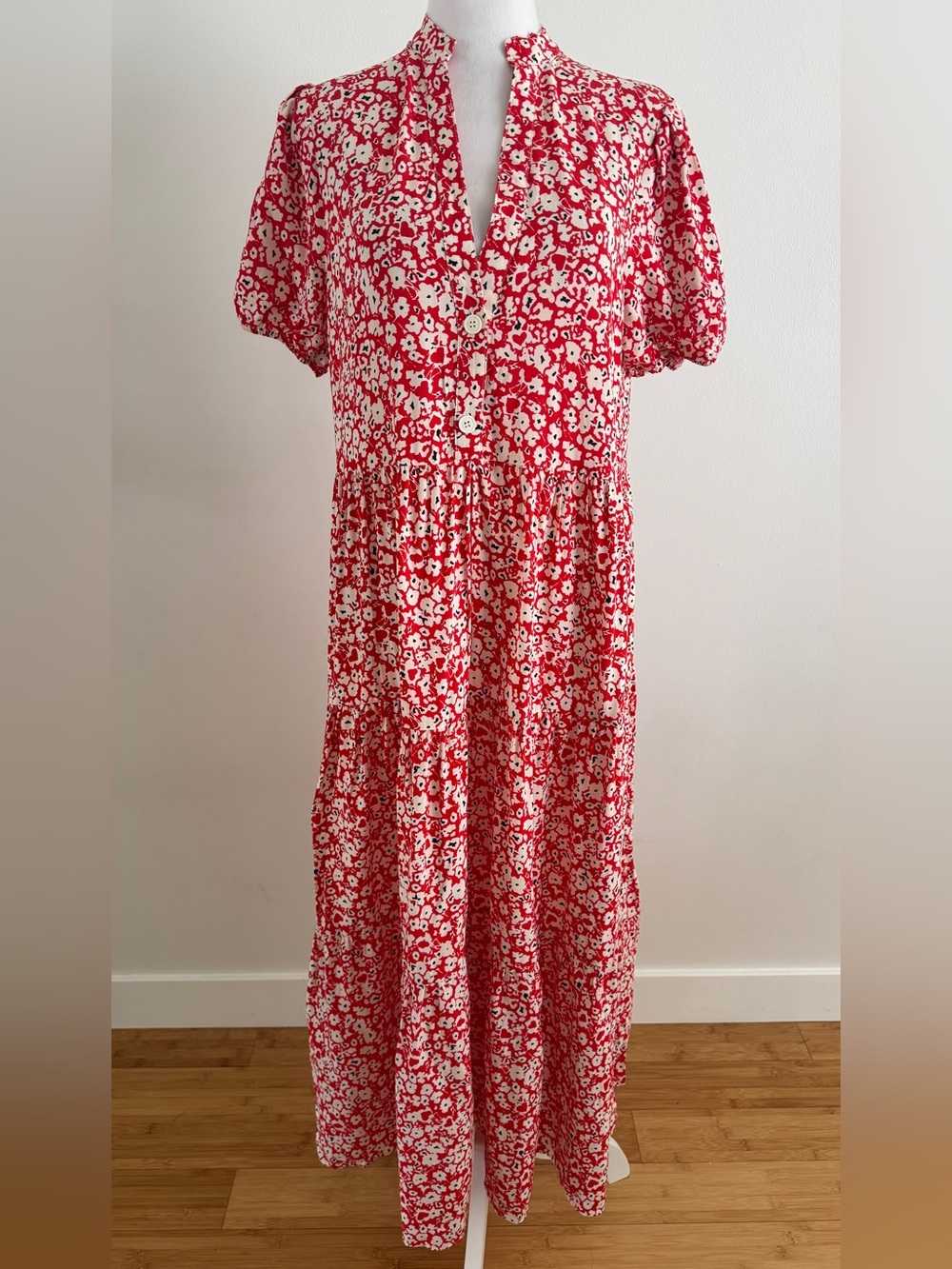 New! ZARA Red Floral Midi Dress size small